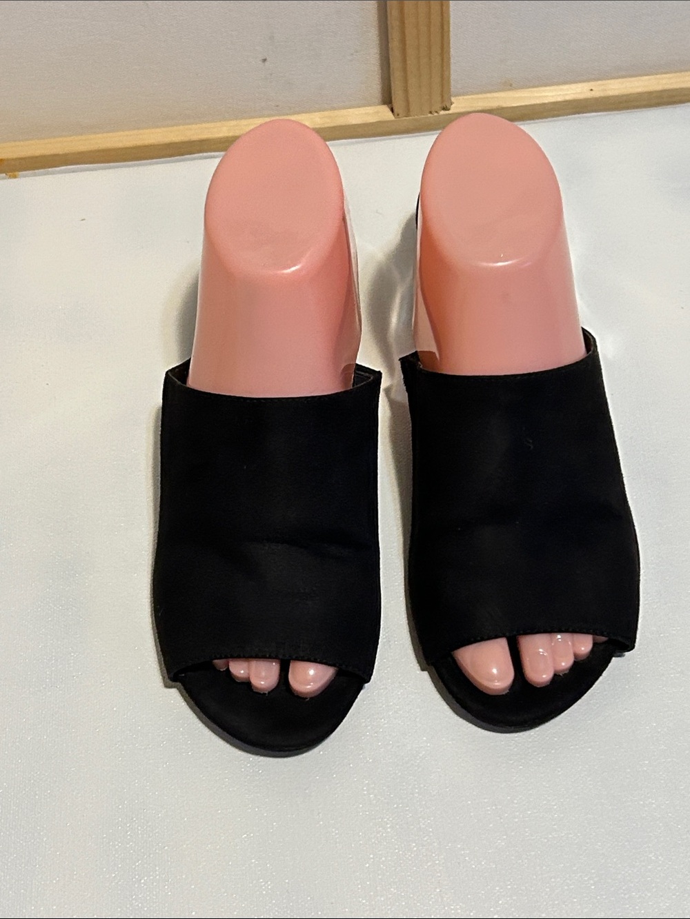Black Open-Toe Slide Heels for Women